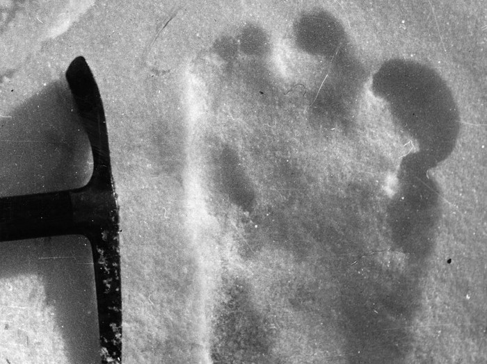 13th December 1951:  The footprint of the Abominable Snowman, taken near Mount Everest.  (Photo by Topical Press Agency/Getty Images)