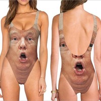 Menjelang musim panas, label pakaian Beloved merilis koleksi baju renang perempuan. Koleksinya unik karena baju renang tersebut tampil dengan wajah para pemimpin dunia, tanpa terkecuali Presiden Amerika Serikat Donald Trump. Foto: Dok. Beloved