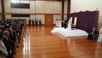 Naruhito berpidato sebagai kaisar baru Jepang. Japan Pool/Pool via REUTERS.