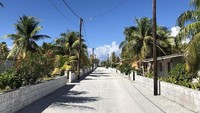 Sudut-sudut di Kota Napuka. Beberapa rumah sudah ada listrik, tetapi di pulau-pulau lainnya belum ada sinyal listrik dan telepon (Andrew Evans/BBC Travel)