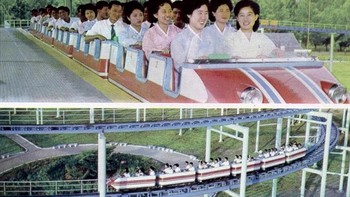 Kwansong Tancha, adalah rollercoaster utama di Taesongsan yang beroperasi pada tahun 1980-an. Pada saat itu waha ini menjadi daya tarik wisatawan. Sayangnya sudah rusak akibat banjir parah pada tahun 2007 dan kini sudah tidak beroperasi (Foto: Retro DPRK/News Dog Media)