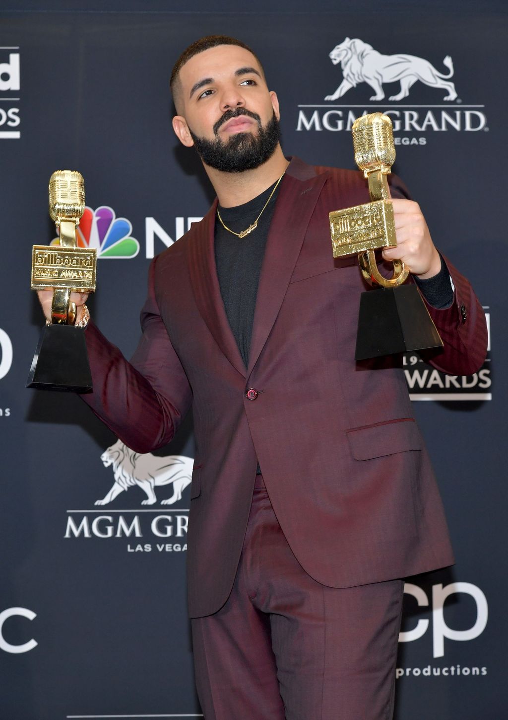 LAS VEGAS, NEVADA - MAY 01: Drake poses with the awards for Top Artist, Top Male Artist, Top Billboard 200 Album for â€œScorpionâ€, Top Billboard 200 Artist, Top Hot 100 Artist, Top Streaming Songs Artist, Top Song Sales Artist, Top Rap Artist, Top Rap Male Artist in the press room during the 2019 Billboard Music Awards at MGM Grand Garden Arena on May 01, 2019 in Las Vegas, Nevada. (Photo by Amy Sussman/Getty Images for dcp)