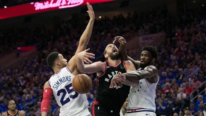 Philadelphia Sixers kalahkan Toronto Raptors di gim ketiga playoff (Bill Streicher-USA TODAY Sports) Philadelphia Sixers kalahkan Toronto Raptors di gim ketiga playoff (Bill Streicher-USA TODAY Sports)