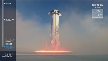 Blue Origin yang didirikan Jeff Bezos pada tahun 2000 bertujuan sejak awal membawa turis manusia ke antariksa. Mereka berkompetisi antara lain dengan Virgin Galactic kepunyaan Richard Branson. Foto: Reuters