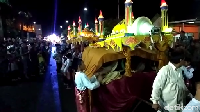Masyarakat Tungkal, Kabupaten Tanjung Jabung Barat, Jambi punya cara memeriahkan bulan Ramadhan 2019. Mereka menggelar Arakan Sahur sebulan penuh (Ferdi Almunanda/detikcom)