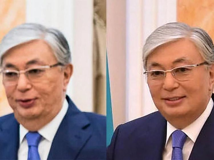Perbandingan Foto Presiden Kazakhstan Asli dan Editan