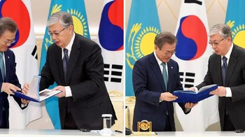 Kiri foto dari jurnalis foto - Kanan foto resmi dari pemerintah Kazakhstan. Foto: https://www.rferl.org/