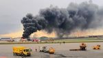 Asap Membubung Tinggi, Ini Penampakan Kebakaran Pesawat Aeroflot di Rusia