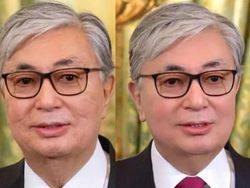 Perbandingan Foto Presiden Kazakhstan Asli dan Editan