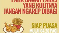 Bagi para penggemar kulit ayam goreng krispi, kelompok penggemar makanan ini cocok untuk Anda. Tapi kalau sudah masuk kelompok ini, jangan harap dapat kulit ayam gratis! Foto: Instagram @teplete