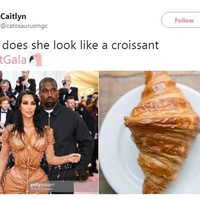 Gaun basah ala Kim Kardashian disebut mirip roti croissant. Foto: Twitter