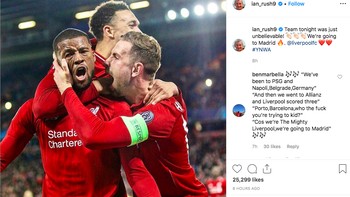Legenda Liverpool lainnya, Ian Rush pun sangat bangga dengan penampilan trengginas Liverpool. Foto: Instagram