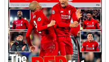 Di media sosial, terpampang pula beberapa headline media soal kemenangan Liverpool. Foto: istimewa