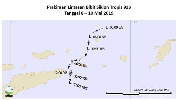 Perkembangan bibit siklon tropis di Laut Banda