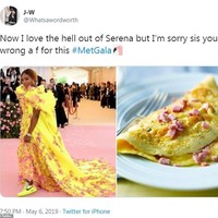 Gaun Serena Williams mirip omelet di mata netizen. Bikin lapar, ya? Foto: Twitter