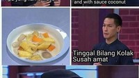Besok kalau ada yang tanya buka pakai apa, bilang aja buka pakai Banana soup with casava, javanese sugar, and sauce coconut. Teman kamu dijamin kebingungan. foto: Istimewa