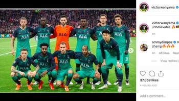 Kami melakukannya. Sukar dipercaya, tulis Viktor Wanyama. Foto: istimewa