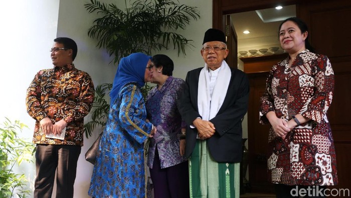 Calon wakil presiden Maruf Amin berkunjung ke kediaman Ketua Umum PDIP Megawati Soekarnoputri di Jl Teuku Umar, Menteng, Jakarta Pusat, Kamis (9/5/2019).