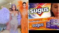 Kreativitas @semangkasegar patut diacungi jempol nih! Ia menyamakan tampilan seleb di Met Gala sebagai sweets and snacks. Kendall dan Kylie Jenner mirip permen Sugus ya? Foto: Twitter @semangkasegar