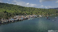 Kalau yang ini adalah Desa Komodo yang ada di Pulau Komodo, hanya menempati sebagian kecil dari pulau itu (Muhammad Zaky Fauzi Azhar/detikcom)