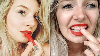 Gaya berlipstik di Instagram dengan kenyataannya. Foto: instagram.com/the_truth_is_not_pretty/