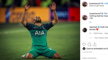 Sang pahlawan Lucas Moura memajang foto ini di Isntagram. “Tidak ada yang mustahil untuk Tuhan,” tulis dia. Foto: istimewa