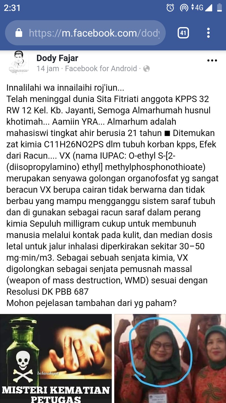 Viral Petugas KPPS Bandung Tewas Diracun, Keluarga: Hoaks!
