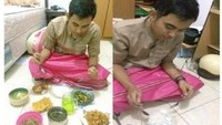 Nah, begini nih saat anak kos sahur di awal dan akhir bulan. Pas awal bulan mah pesta ya, eh kok akhir bulan cuma makan nasi sama gambar ayam. Sedih! Foto: Istimewa