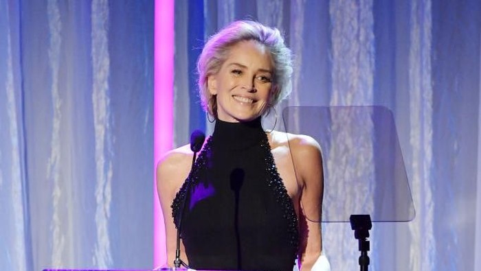 LOS ANGELES, CA - JANUARY 28:  Sharon Stone at Steven Tyler and Live Nation presents Inaugural Gala Benefitting Janies Fund at Red Studios on January 28, 2018 in Los Angeles, California.  (Photo by Neilson Barnard/Getty Images)