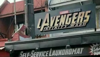 Ini penatu LAvengers: Infinity Wash. Mungkin sekarang sudah tutup dan diganti jadi LAvengers: Endwash. (Foto: Reddit via Boredpanda)