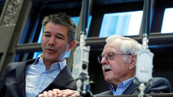 Kalanick datang bersama sang ayah, Donald Kalanick. Ia memang dikenal sangat mengutamakan keluarga. Foto: Reuters