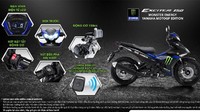 Yamaha MX King dengan livery Monster Energy dibekali grafis bernuansa gelap yang memadukan warna hitam dan biru. Aura sangar terpancar dari warna hitam yang mendominasi, ditambah dengan logo Monster Energy di bagian samping. Foto: Yamaha Vietnam