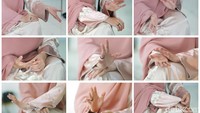 Beginilah gesture tangan Lindswell yang dikolaborasikan oleh Fotografer Ari Saputra saat meladeni wawancara tim detikcom.