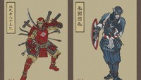 Ia berhasil mengubah imej para pahlawan seperti Iron Man dan Captain Amerika menjadi bergaya samurai Jepang kuno. Dok. Twitter/takumitoxin