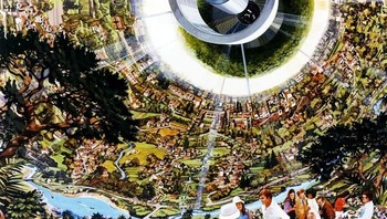 Kalau ini adalah konsep permukiman berjuluk Bernal Sphere. Dengan cekungan tajam dan ramah buat pertanian. Foto: NASA