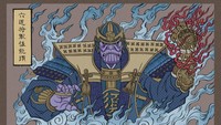 Banyak yang terpukau dengan unggahan seniman bernama Takumi yang membuat tokoh Avengers dengan gaya Ukiyo-e. Dok. Twitter/takumitoxin