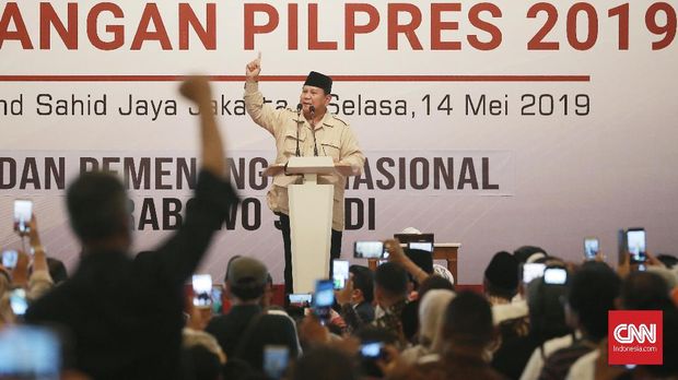 Capres nomor urut 02 Prabowo Subianto menolak hasil pemilu curang.