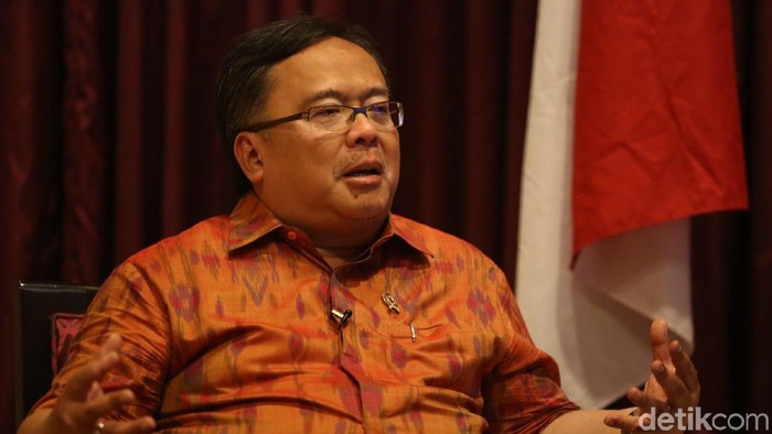 Kepala Badan Perencanaan Pembangunan Nasional Bambang Brodjonegoro di Jakarta, Jumat (10/5/2019). Agung Pambudhy/Detikcom.