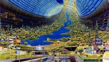 Tim O’Neill mengetengahkan tiga desain potensial permukiman manusia di angkasa, yaitu Bernal Sphere, Toroidal Colony (gambar) dan Cylincrical Colony. Manusia yang bisa ditampung sekitar 10 ribu sampai sejuta orang dengan desain bisa berotasi untuk membuat gravitasi tiruan. Foto: NASA