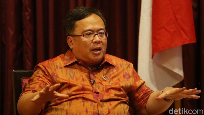 Kepala Badan Perencanaan Pembangunan Nasional Bambang Brodjonegoro di Jakarta, Jumat (10/5/2019). Agung Pambudhy/Detikcom.