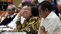 Menteri LHK Siti Nurbaya memaparkan pandangannya dalam Raker bersama Komisi VII DPR.