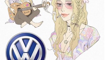 VW diibaratkan karakter yang penuh kebebasan ala sosok hippie. (Foto: instagram/sillvi_illustrations)