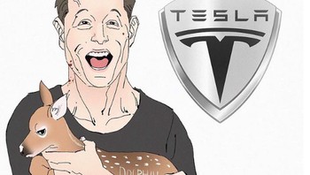 Yang ini diibaratkan sebagai Tesla-nya Elon Musk. Untuk gambar lain, cek langsung ke akun Instagram si seniman! (Foto: instagram/sillvi_illustrations)