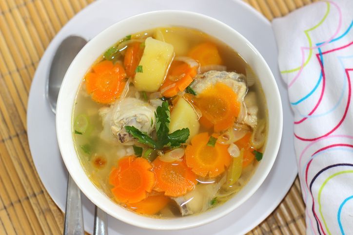 sayur sop or vegetable with chicken soup indonesian culinary