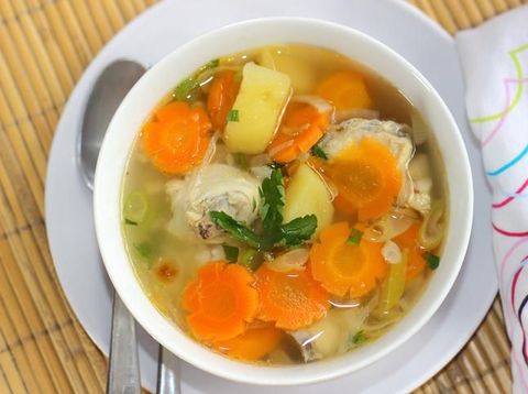 sayur sop or vegetable with chicken soup indonesian culinary
