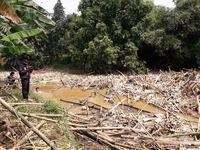 Jorok! Kali Cikeas Bekasi Dipenuhi Tumpukan Sampah