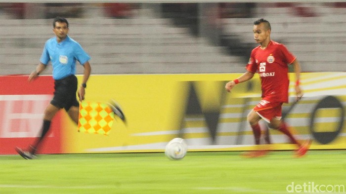 Riko Simanjuntak di Persija jakarta saat menghadapi Shan United di SUGBK, Rabu (16/5/2019)