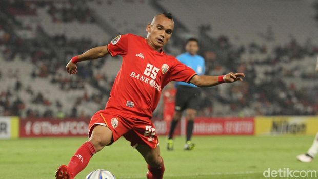 Riko Simanjuntak di Persija jakarta saat menghadapi Shan United di SUGBK, Rabu (16/5/2019)