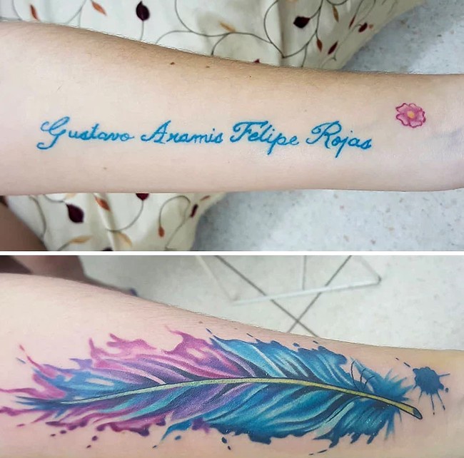 Kalau namanya panjang begini harus ditutupi dengan gambar tato yang besar juga. Foto: Bored Panda