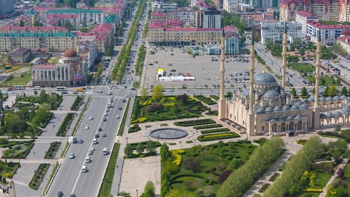 A view of a new, Central Mosque in Grozny named 